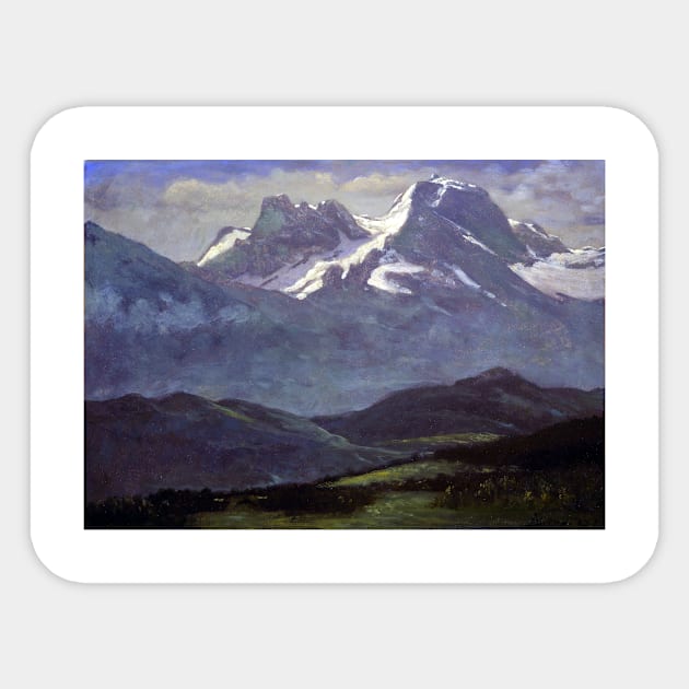 Albert Bierstadt Summer Snow on the Peaks or Snow Capped Mountains Sticker by pdpress